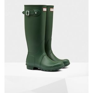 Dark green hunter boots